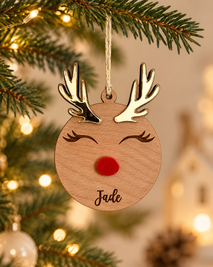Boule de Noël Personnalisée Prénom Fille en Bois Gravé – Motif Reine Princesse Atelier MFK