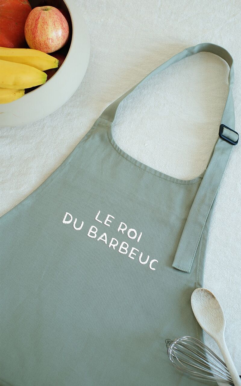 Tablier brodé "Le roi du Barbeuc"