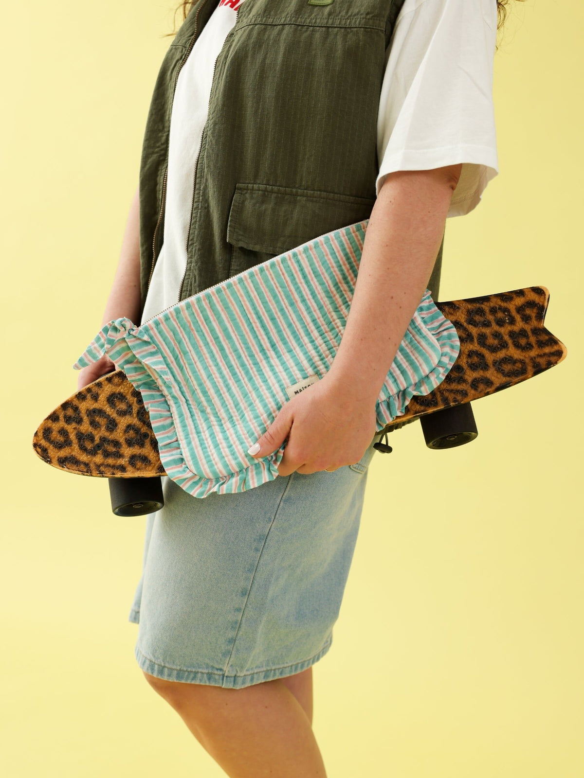 Grande pochette Stripe turquoise