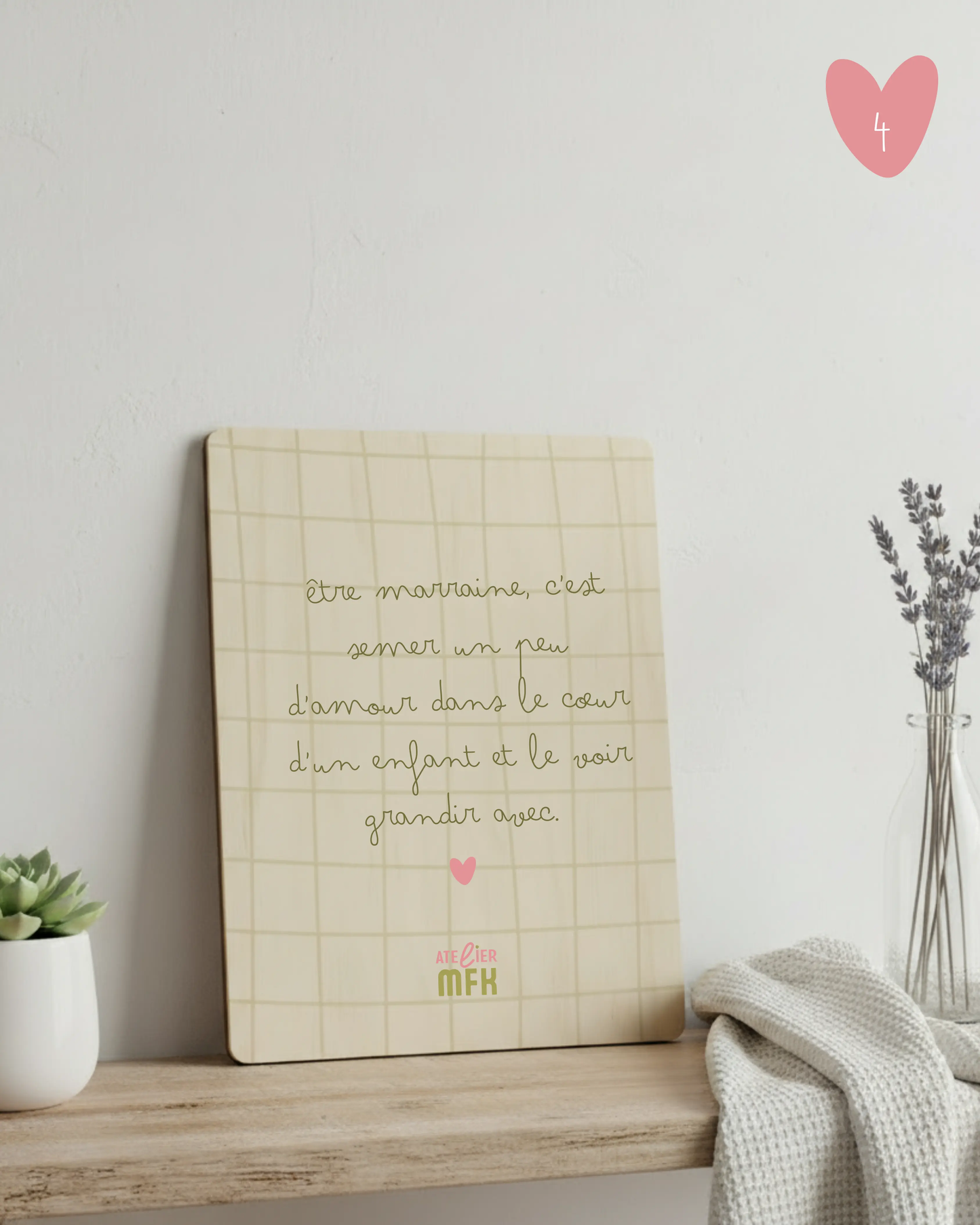 Affiche "Les mots d’amour" – Citation famille, marraine, mamie ou tatie Atelier MFK