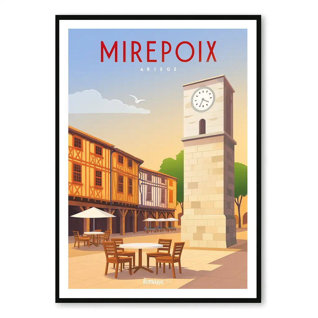 Affiche bois " Mirepoix " Atelier MFK