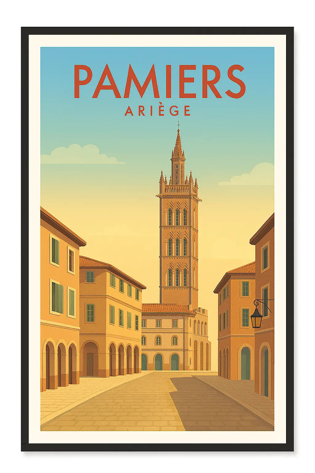 Affiche bois " Pamiers " Atelier MFK
