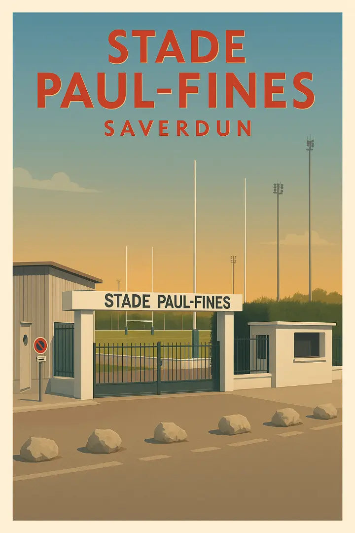 Affiche bois " Stade Paul Fines - Saverdun " Atelier MFK