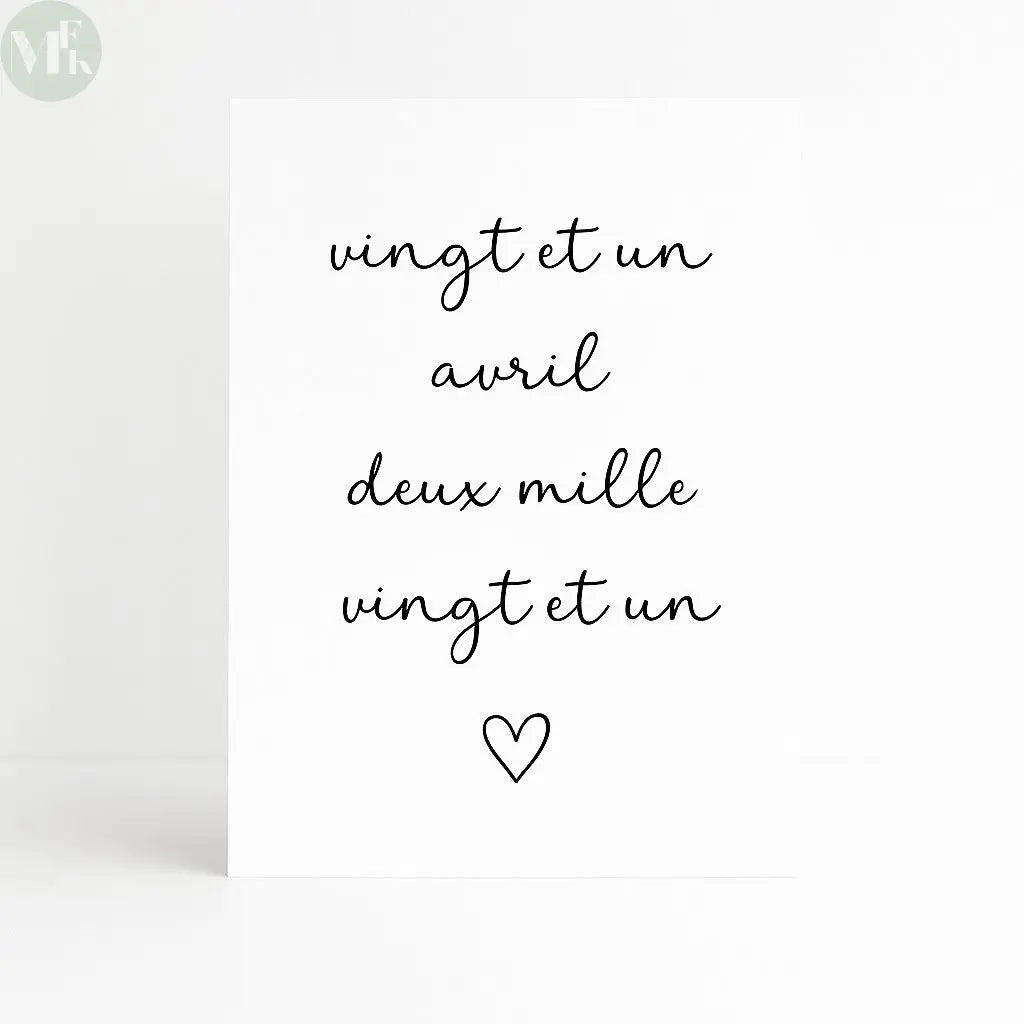 Affiche murale date personnalisée Atelier MFK