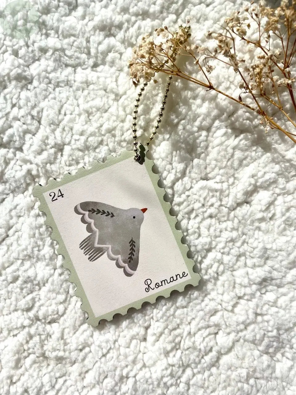 Boule de Noël Personnalisée "Timbre" Atelier MFK
