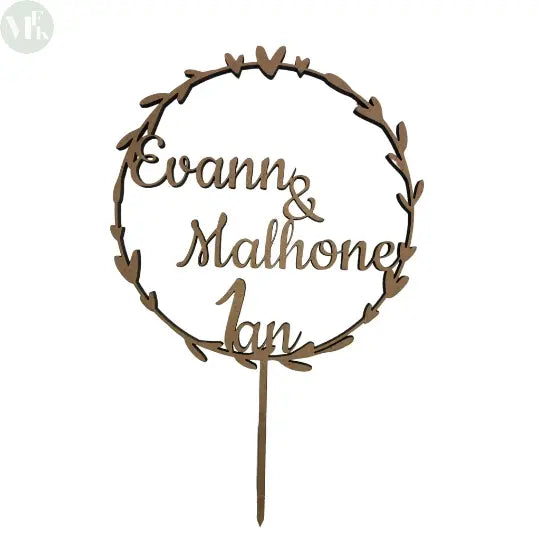 Cake topper personnalisé en bois Atelier MFK