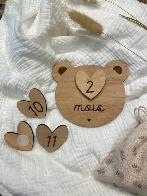 Cartes étapes interchangeables " LITTLE BEAR " 12 mois Atelier MFK