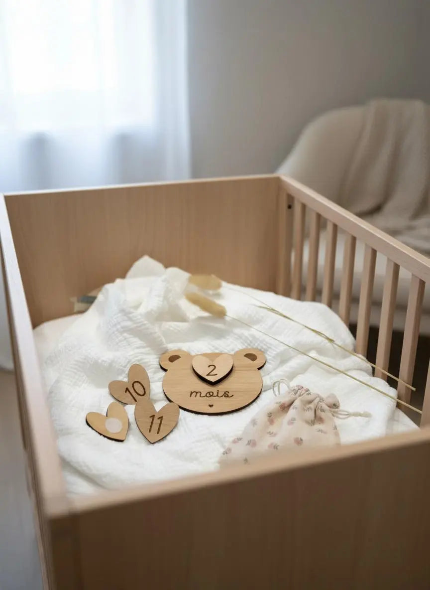 Cartes étapes interchangeables " LITTLE BEAR " 12 mois Atelier MFK
