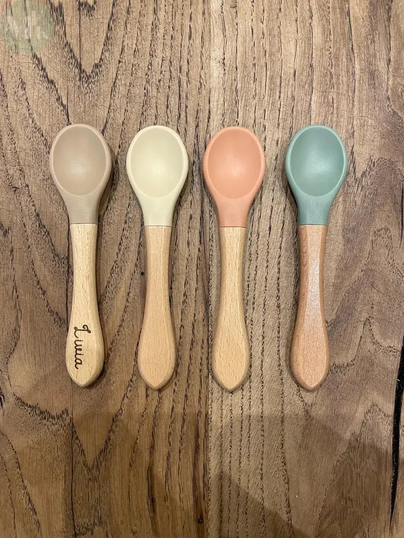 Couverts bébé-enfant en silicone et bois personnalisés Atelier MFK