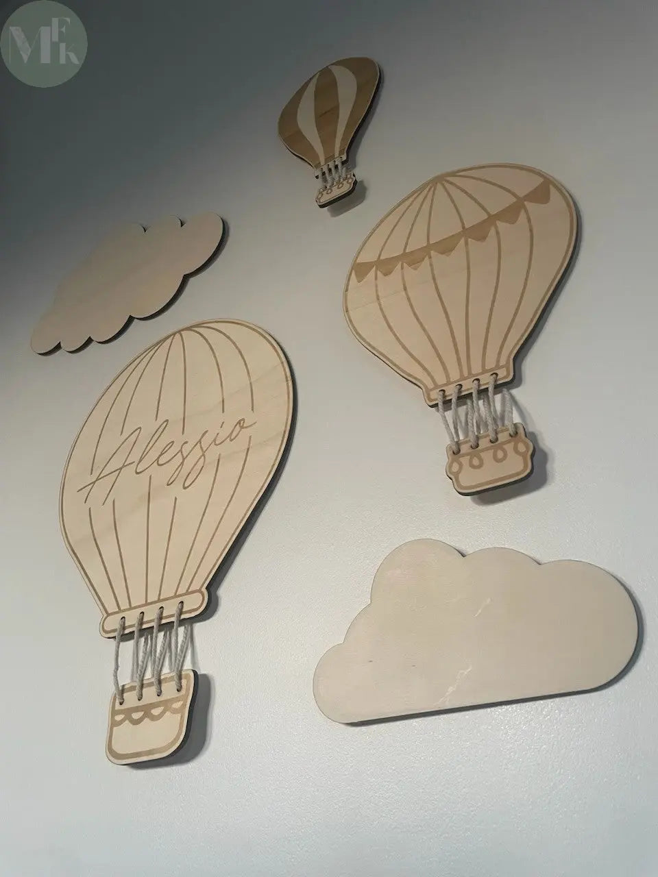 Lot de 5 decoration murale chambre de bébé "MONTGOLFIERE" Atelier MFK