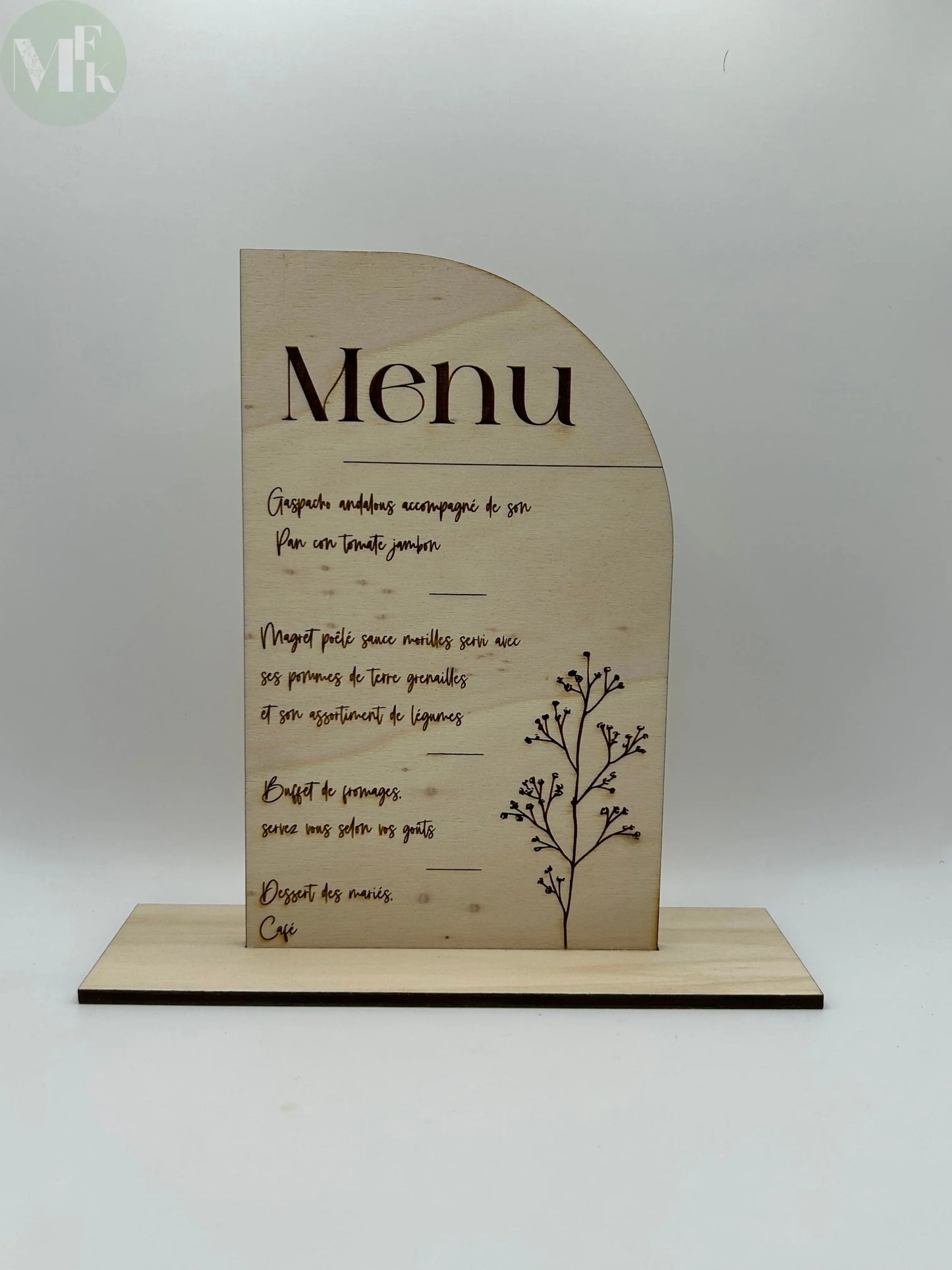 Menu de table mariage personnalisable My French Keyring