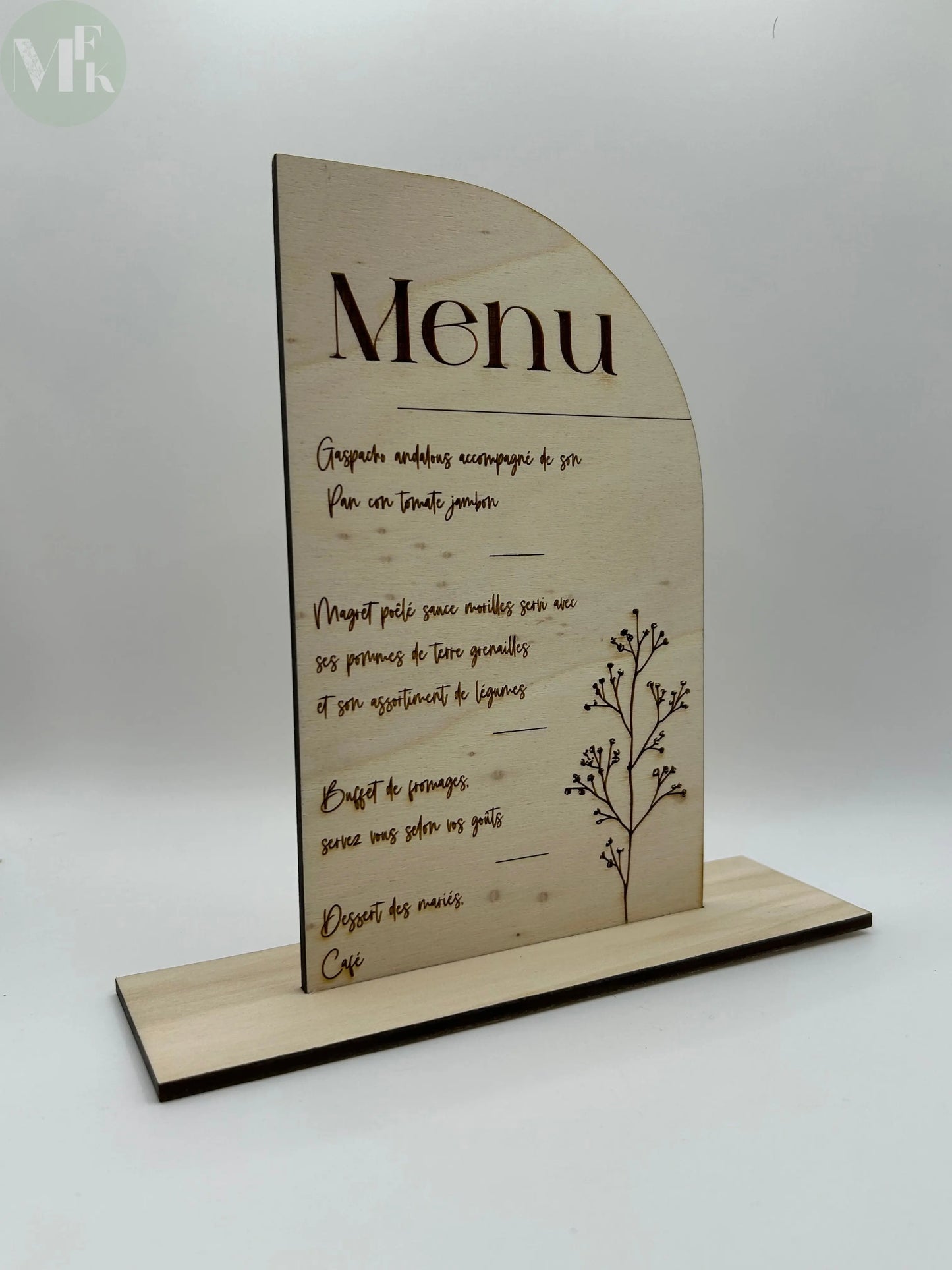 Menu de table mariage personnalisable My French Keyring