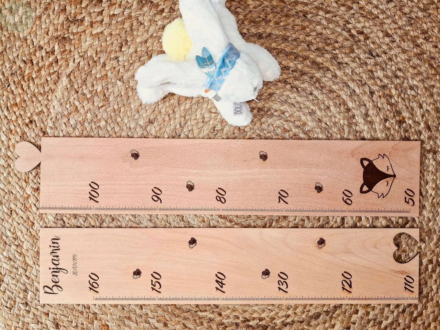 Toise en bois gravé personnalisable pour enfant, idée cadeaux noël, décoration de chambre bébé, déco garçon, déco fille My French Keyring