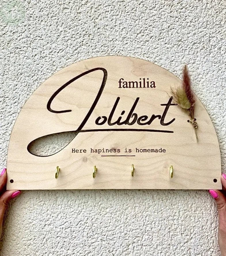 Support de clés murale personnalisable en bois My French Keyring