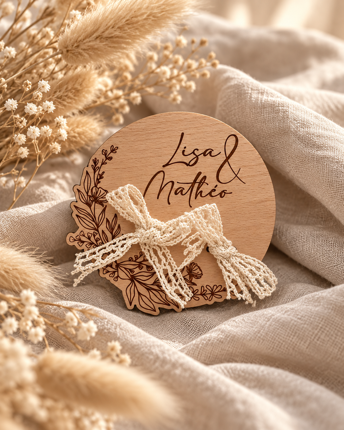 Porte-Alliances Personnalisé en Bois – Cérémonie de Mariage Atelier MFK
