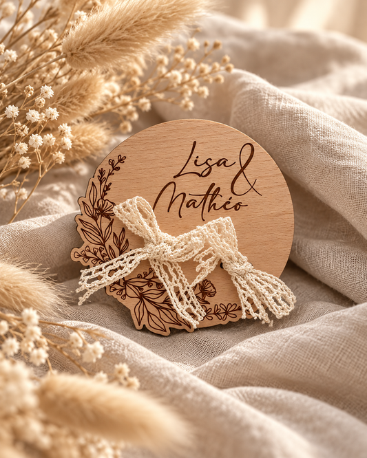 Porte-Alliances Personnalisé en Bois – Cérémonie de Mariage Atelier MFK