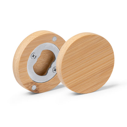 Ouvre-bouteille magnétique en bambou avec fonction sous-verre Stamina KO4088 - Beige - SHERRY Atelier MFK