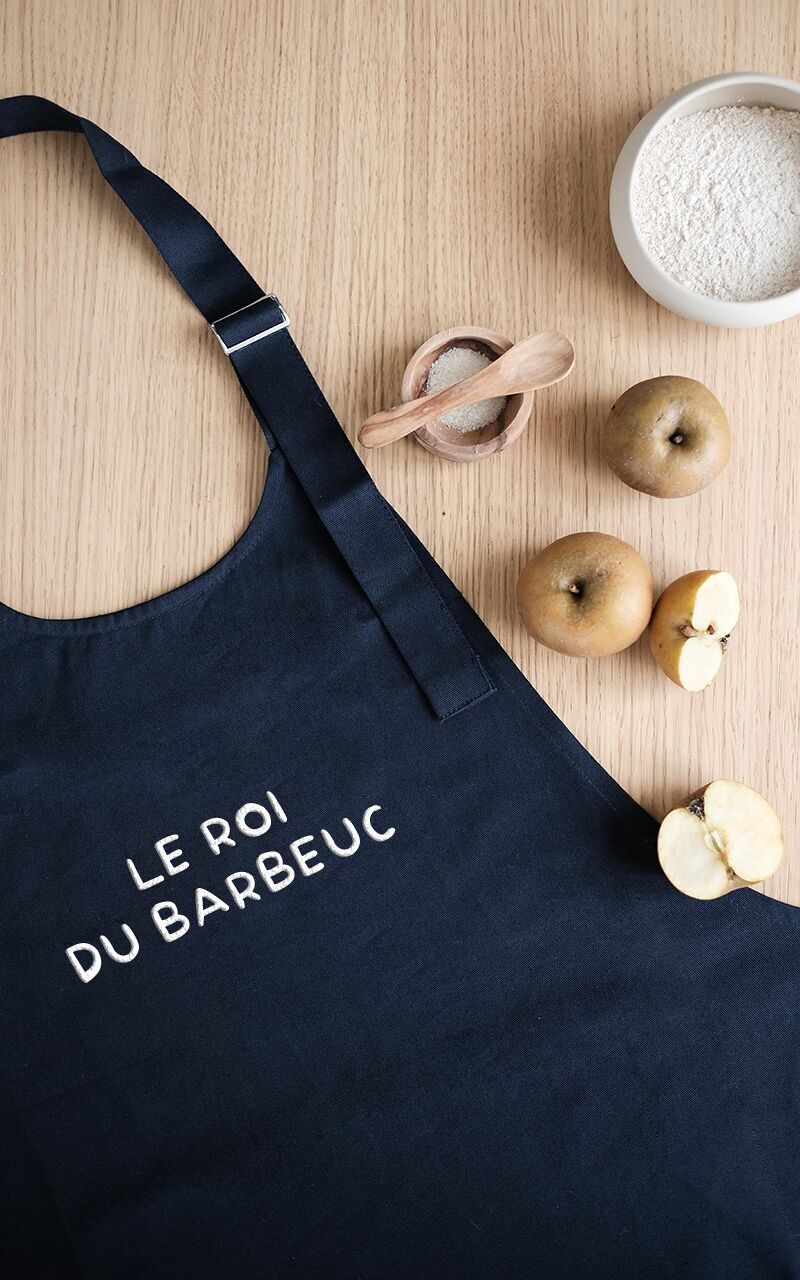 Tablier brodé "Le roi du Barbeuc"