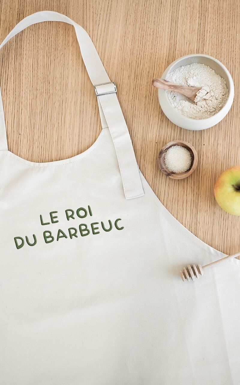 Tablier brodé "Le roi du Barbeuc"
