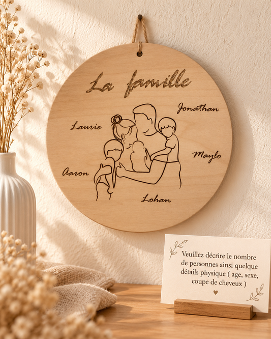 Pancarte Famille en Bois Gravé et Plexi Or Miroir – Déco Personnalisée Atelier MFK