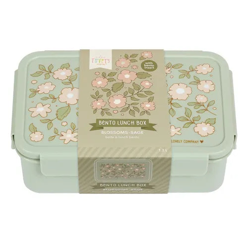 Bento Lunch Box "Fleurs" - Vert Sauge A Little Lovely Company