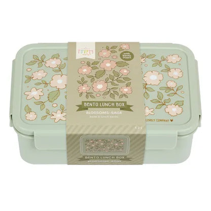 Bento Lunch Box "Fleurs" - Vert Sauge A Little Lovely Company