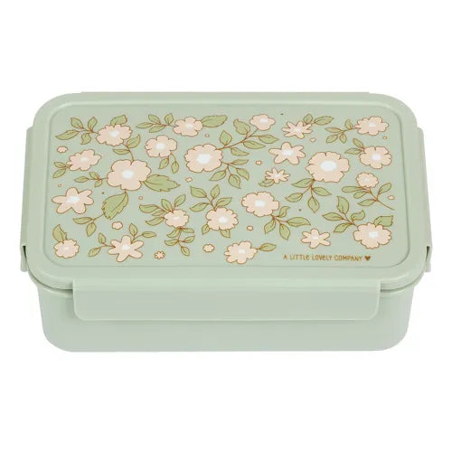 Bento Lunch Box "Fleurs" - Vert Sauge A Little Lovely Company