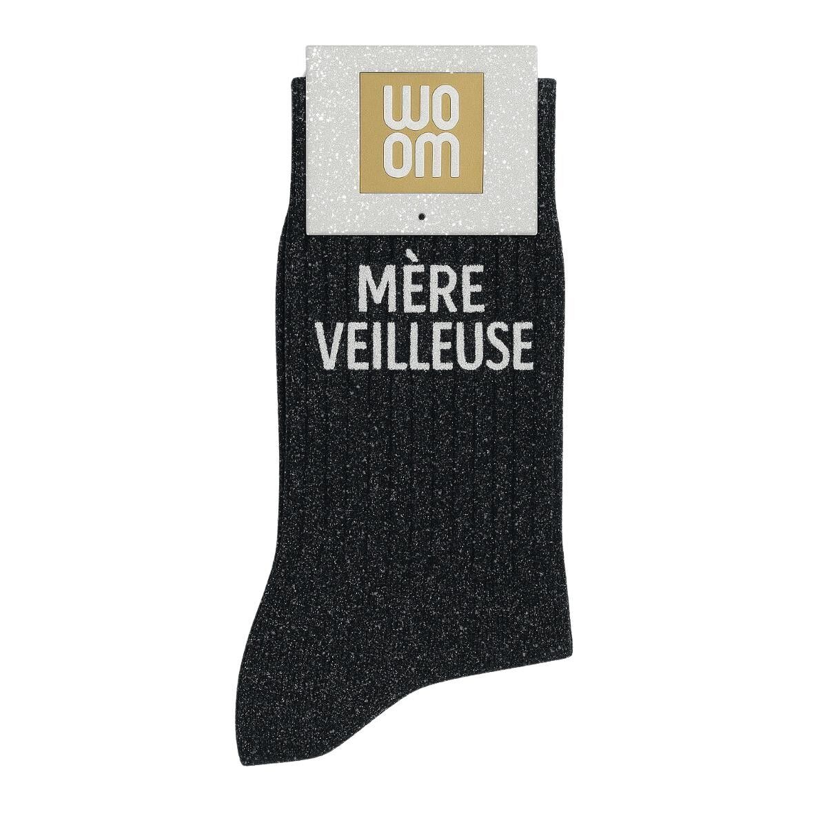 Chaussettes à paillettes "Mère-Veilleuse" - Noir