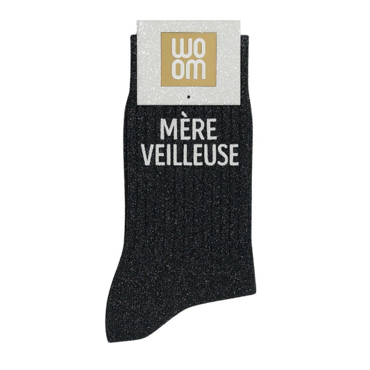 Chaussettes à paillettes "Mère-Veilleuse" - Noir