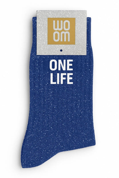 Chaussettes à paillettes "One Life" - Bleu Électrique