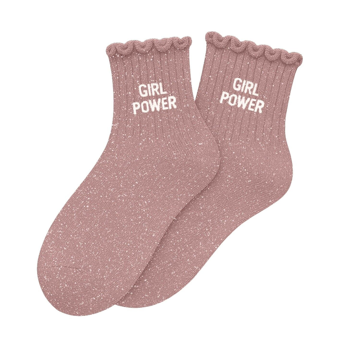 Chaussettes à paillettes enfant "Girl Power" - Rose Gold