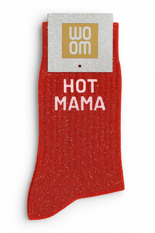 Chaussettes à paillettes "Hot Mama" - Rouge