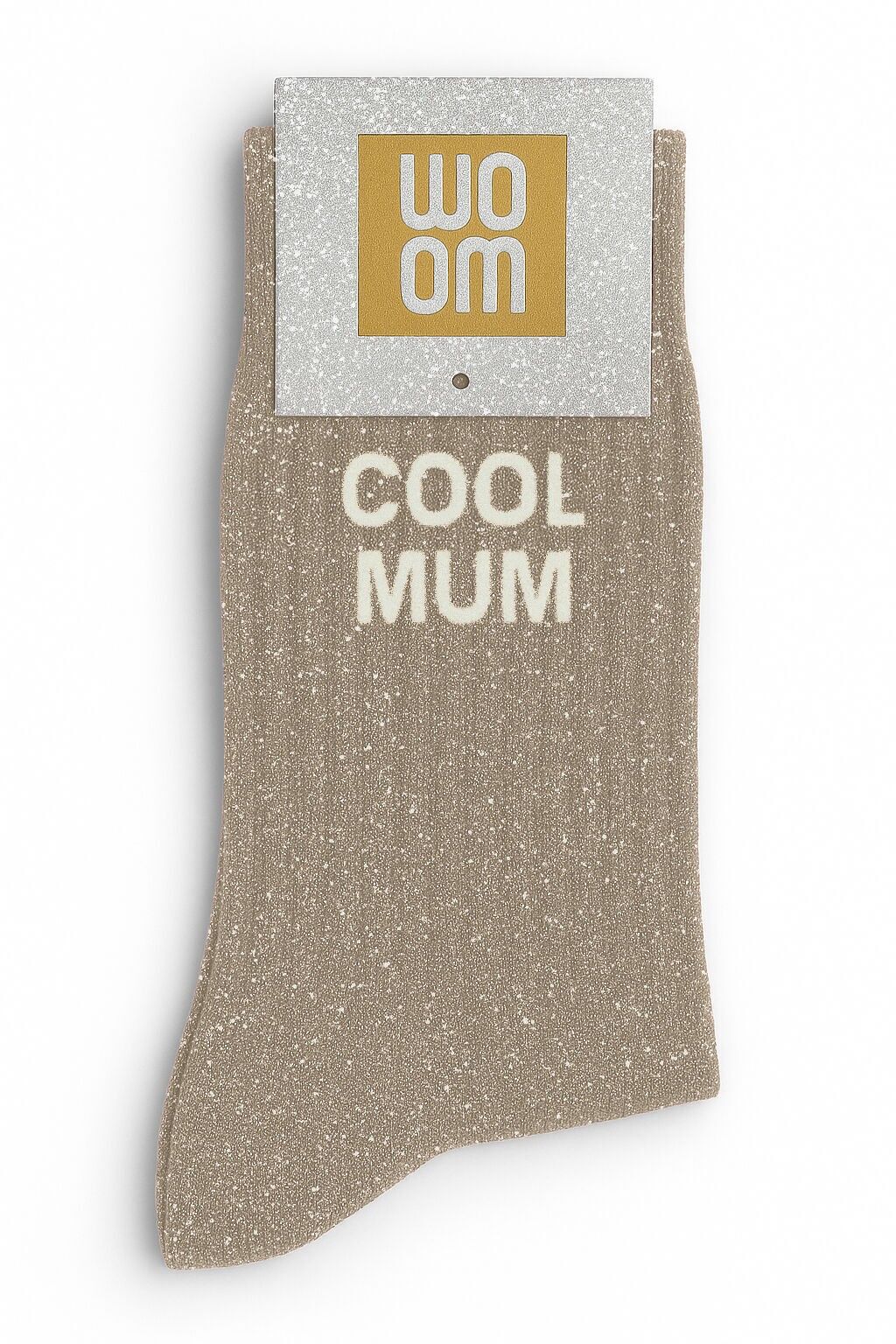 Chaussettes à paillettes "Cool Mum" - Beige