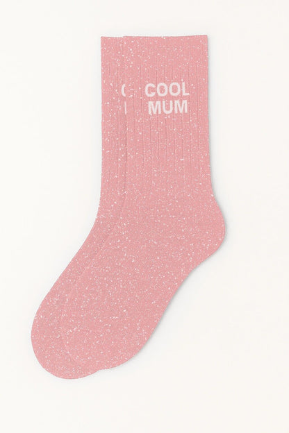 Chaussettes à paillettes "Cool Mum" - Rose
