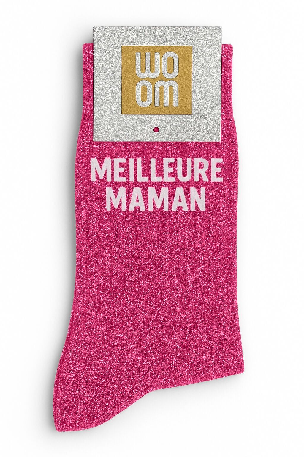 Chaussettes à paillettes "Meilleure Maman" - Fuchsia