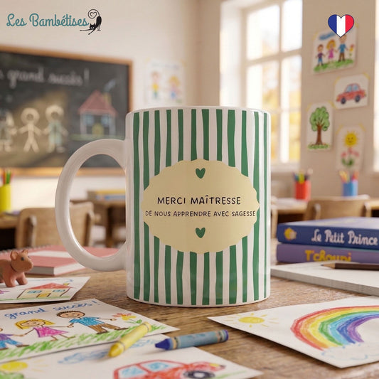 Mug "Merci maîtresse de nous apprendre avec sagesse"