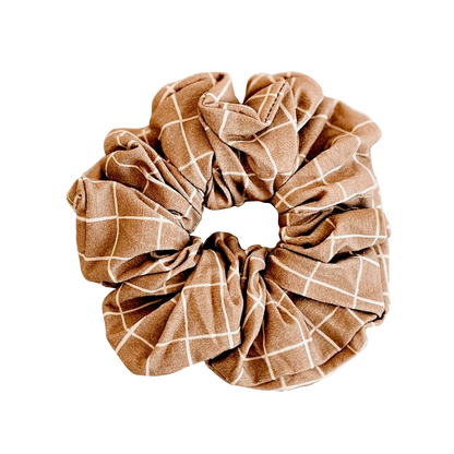Chouchou cheveux Square - motif carreaux camel - ZAKUW