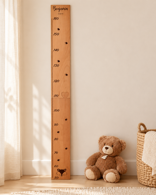 Toise Murale Personnalisée Prénom en Bois – Cadeau Naissance, Déco Chambre Enfant Atelier MFK