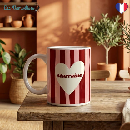 Mug "Marraine" - Rose & Bordeaux