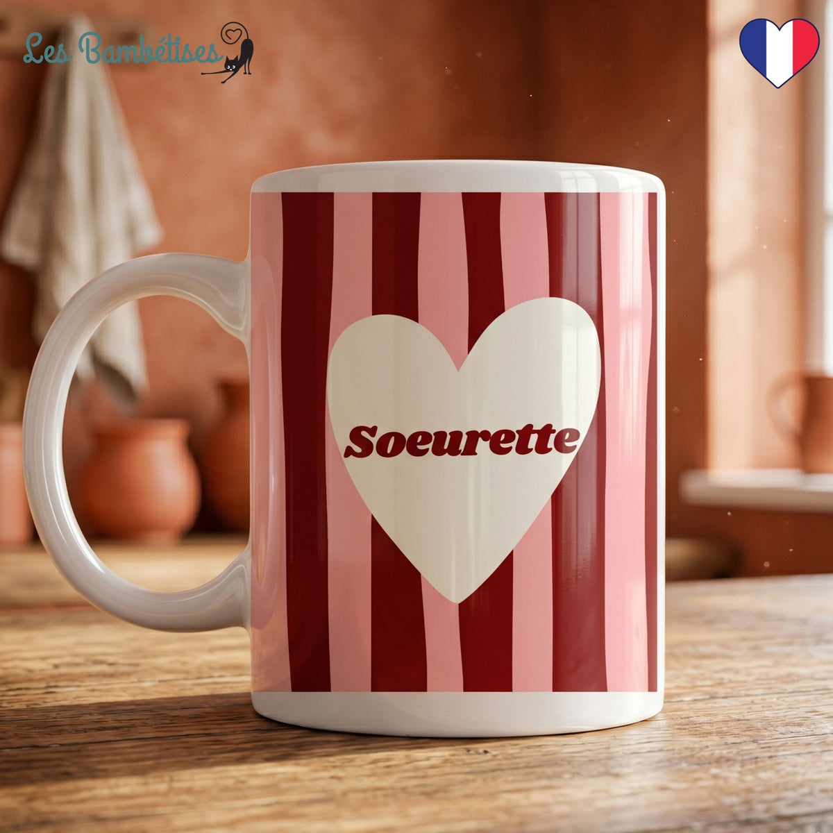 Mug "Sœurette" - Rose & Bordeaux