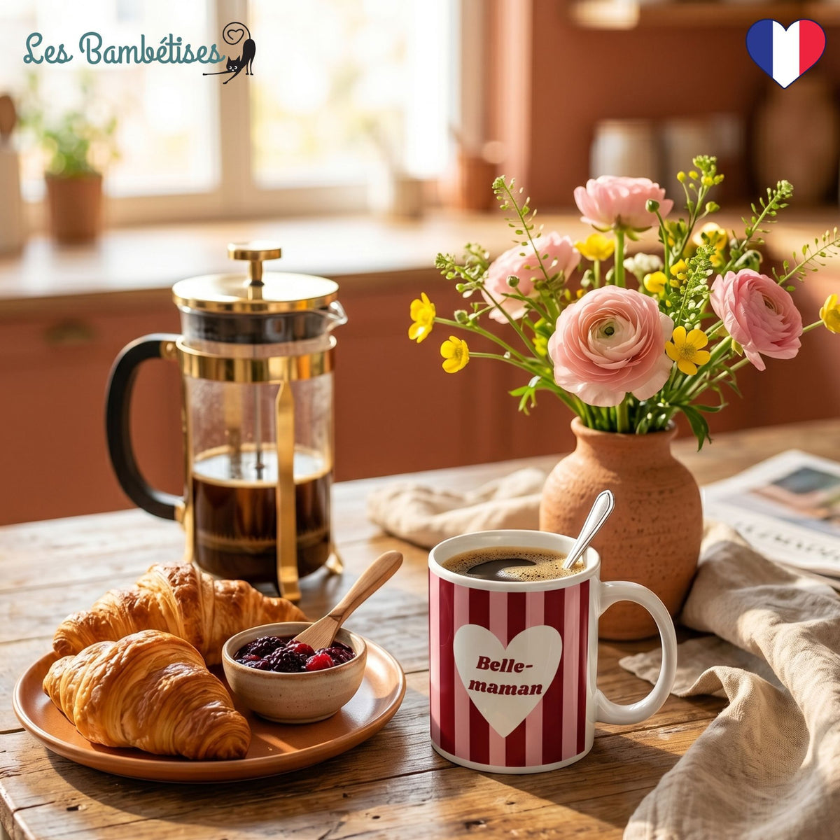 Mug "Belle-Maman" - Rose & Bordeaux