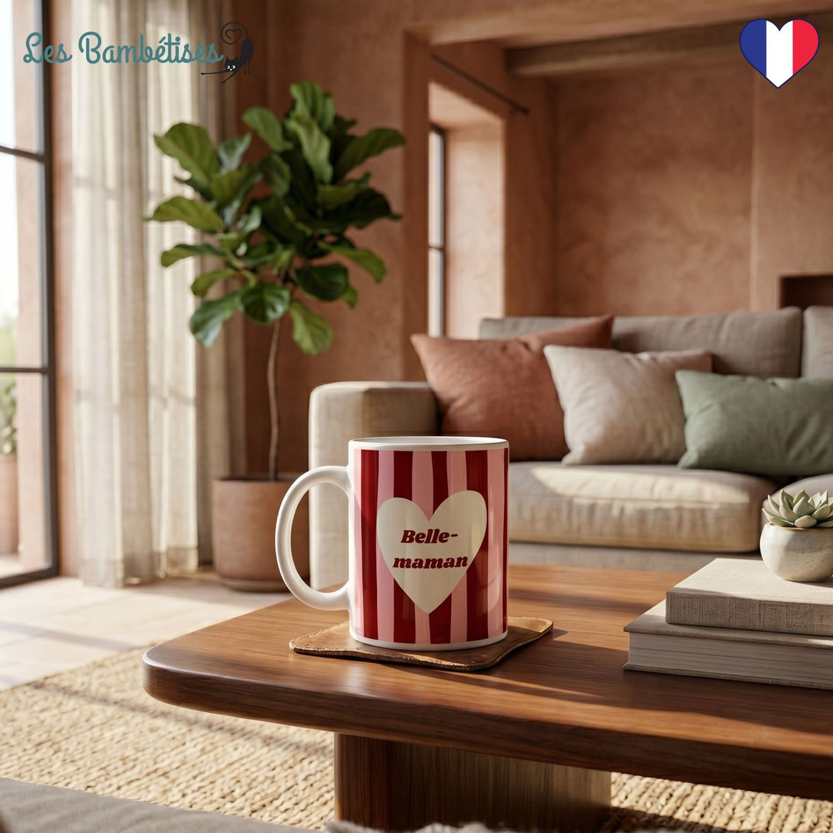 Mug "Belle-Maman" - Rose & Bordeaux
