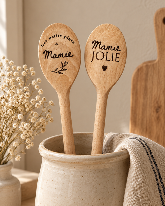 Cuillère en Bois Personnalisée Gravée – Cadeau Cuisine Atelier MFK