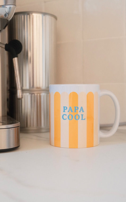 Mug "Papa Cool" - Feston jaune & beige