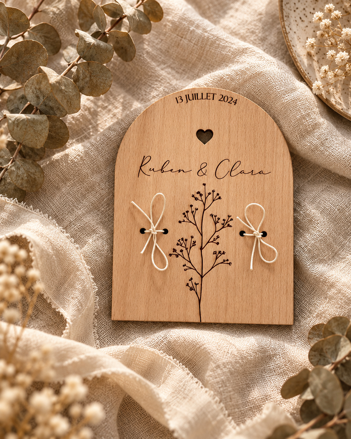 Porte-Alliances en Bois Personnalisable – Accessoire Cérémonie Mariage Atelier MFK