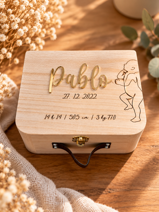 Valise Naissance Personnalisée en Bois – Boîte à Souvenirs Bébé Atelier MFK