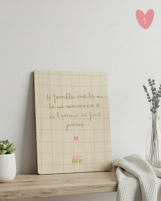 Affiche "Les mots d’amour" – Citation famille, marraine, mamie ou tatie Atelier MFK