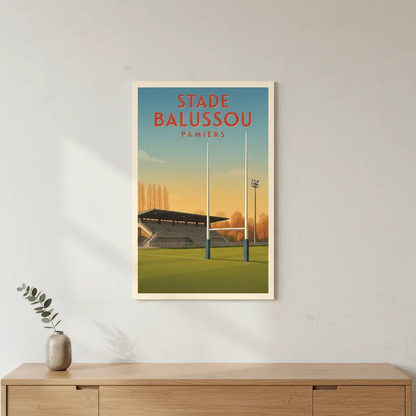 Affiche bois " Stade Balussou-Pamiers " Atelier MFK