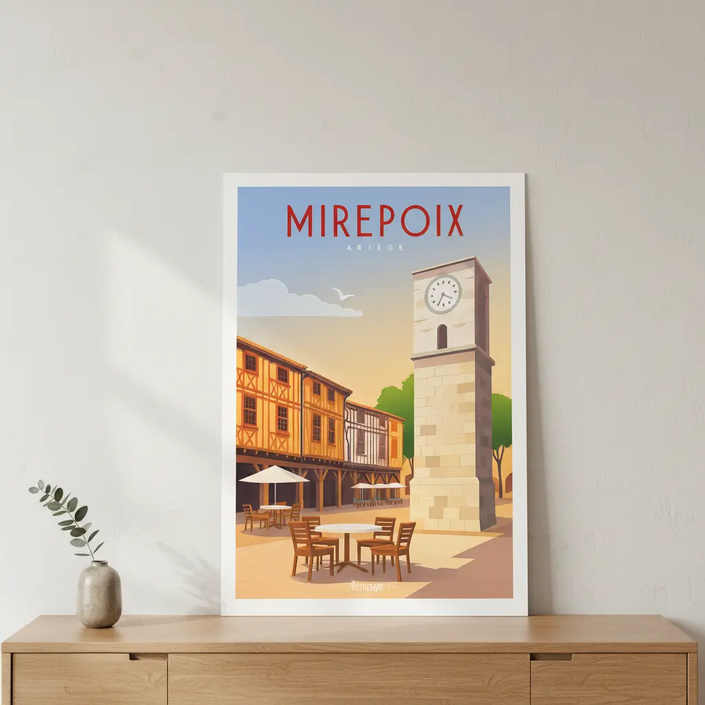 Affiche bois 'Mirepoix' Atelier MFK