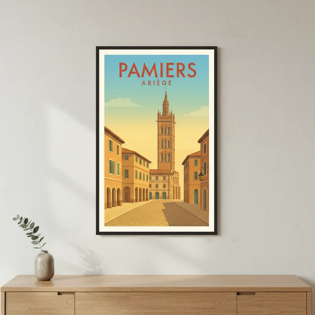 Affiche bois 'Pamiers' Atelier MFK